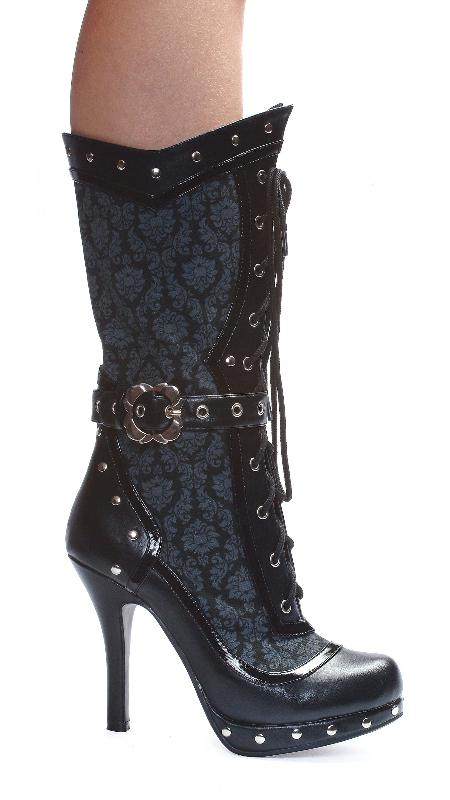 Beth - 4.5 Inch Calf Boots with Studs and Buckles